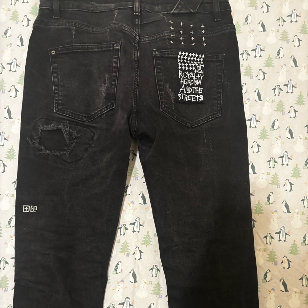 Ksubi Black Skinny Jeans with White Accents